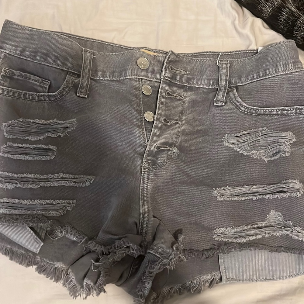 Gray denim shorts